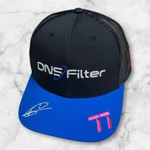 DNSFilter indycar faster together Black and Blue Cap two tone trucker hat